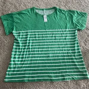 Maurices | 24/7 Green and White Stripes Soft Crewneck Short Sleeve Shirt, NWT
